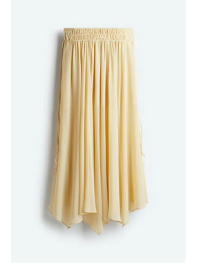Women's H&M Edition Dreamy Whimsical Butter Yellow Maxi Skirt Size 6 Chiffon